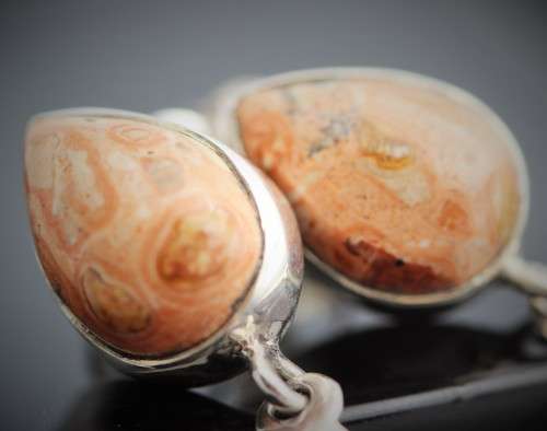 UNUSUAL MEXICAN BIRDS EYE JASPER STERLING SILVER 925 EARRINGS. NATURAL GEMSTONES