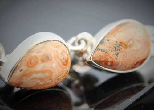 UNUSUAL MEXICAN BIRDS EYE JASPER STERLING SILVER 925 EARRINGS. NATURAL GEMSTONES