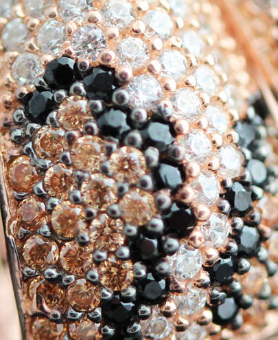 UNUSUAL "LEOPARD" PATTERN CUBIC ZIRCONIA IN SOLID STERLING 925 SILVER EARRINGS. ROSE HUE FINISH