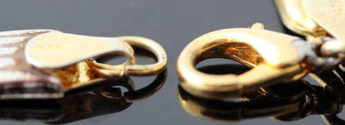 VINTAGE TWO-TONE ITALIAN SILVER BRACELET. FLAT LINKS. VERY PRETTY! 925