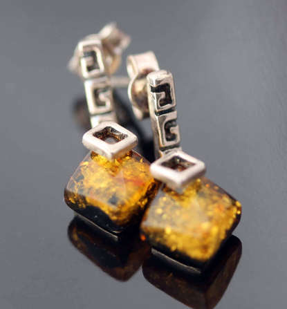 REAL AMBER AND STERLING SILVER DROP AND DANGLE EARRINGS. 925. BALTIC AMBER FROM POLAND!