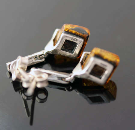 REAL AMBER AND STERLING SILVER DROP AND DANGLE EARRINGS. 925. BALTIC AMBER FROM POLAND!