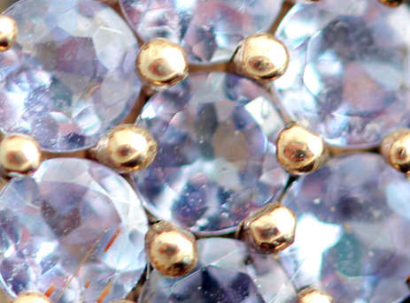 VINTAGE FROM LONDON  LILAC TANZANITE GEMSTONE EARRINGS IN 10ct YELLOW GOLD