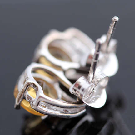 CITRINE - 0,93ct SOLITAIRE SET IN STERLING SILVER 925 STUD EARRINGS