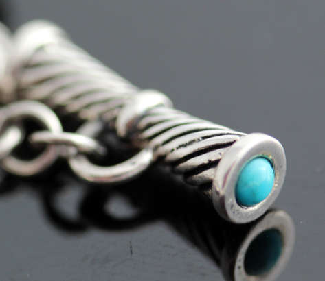 NATURAL GEMSTONES TURQUOISE & SODALITE STERLING SILVER NECKLACE LARGE PIECE 37,56 g GEM CERTIF incl