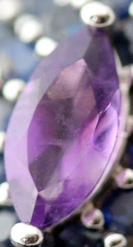 REAL AMETHYST AND BLUE SAPPHIRE STERLING SILVER RING. STUNNING COLOUR COMBINATION. 925