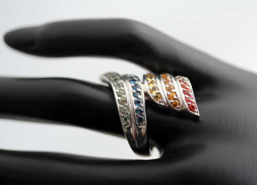 VIBRANT SONGEA MINED SAPPHIRE STERLING SILVER RING NATURAL RAINBOW COLOURS!