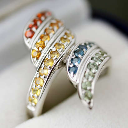 VIBRANT SONGEA MINED SAPPHIRE STERLING SILVER RING NATURAL RAINBOW COLOURS!