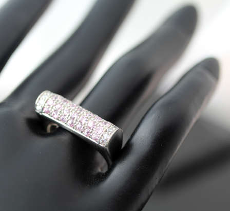 FUNKY PINK AND WHITE GEMSTONE VINTAGE PIECE AVANT GARDE DESIGN STERLING SILVER RING