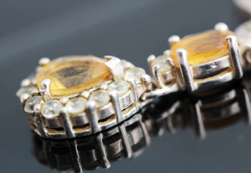 SHOWY CITRINE GEMSTONES WITH CRYSTAL TOUCHES AND STERLING SILVER T-DROP NECKLACE. 925 10,40 grams