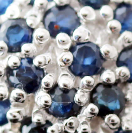 SHOWSTOPPING LARGE HEART SHAPED BLUE SAPPHIRE STERLING SILVER RING. BIG, BOLD & BEAUTIFUL 73 STONES!