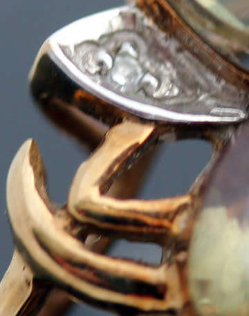 UNUSUAL ANDALUSITE AND DIAMOND 9CT YELLOW GOLD CLUSTER RING BIRMINGHAM ASSAY. CERT AUTHENTICITY incl