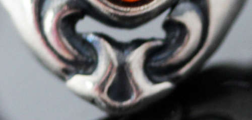 VINTAGE SCROLL DESIGN BALTIC AMBER AND STERLING SILVER RING. 925. AUTHENTIC AMBER FROM POLAND.