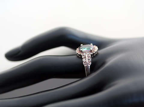 UNUSUAL MYSTIC TOPAZ AND DIAMOND STERLING SILVER RING. 925. LIMITED EDITION HALLMARK