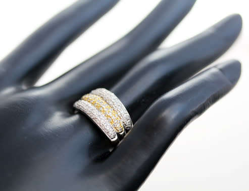 UNUSUAL 9CT WHITE & YELLOW GOLD PAVE 0,45ct DIAMOND RING *JEWELLER CERTIFICATE R16'000* LONDON ASSAY