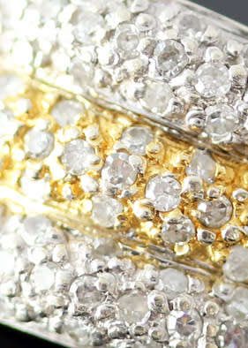 UNUSUAL 9CT WHITE & YELLOW GOLD PAVE 0,45ct DIAMOND RING *JEWELLER CERTIFICATE R16'000* LONDON ASSAY