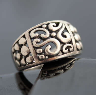 UNUSUAL VINTAGE STERLING SILVER OPENWORK CIGAR BAND RING. 925