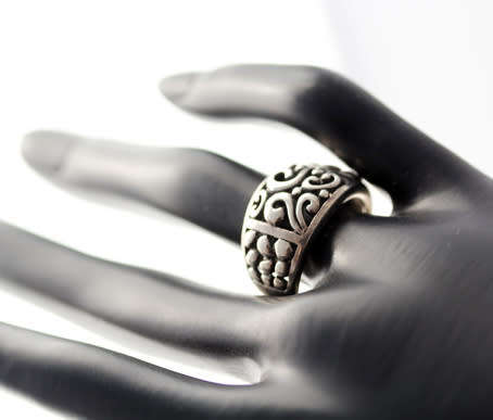 UNUSUAL VINTAGE STERLING SILVER OPENWORK CIGAR BAND RING. 925