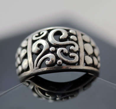 UNUSUAL VINTAGE STERLING SILVER OPENWORK CIGAR BAND RING. 925