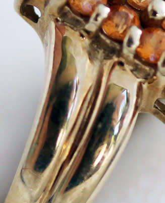 VIVID LARGE CITRINE GEMSTONE 9ct GOLD RING VINTAGE RECTANGULAR CHEQUER BOARD BIRMINGHAM ASSAY