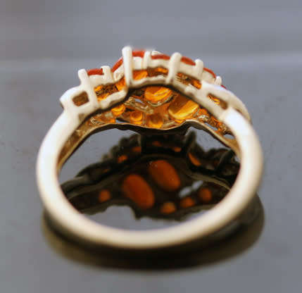 EYE-CATCHING FIRE OPAL 9CT GOLD ENGLISH RING AFRICA MINED DIAMOND ACCENTS DRAMATIC! VIVID COLOURS