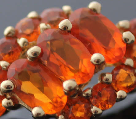 EYE-CATCHING FIRE OPAL 9CT GOLD ENGLISH RING AFRICA MINED DIAMOND ACCENTS DRAMATIC! VIVID COLOURS