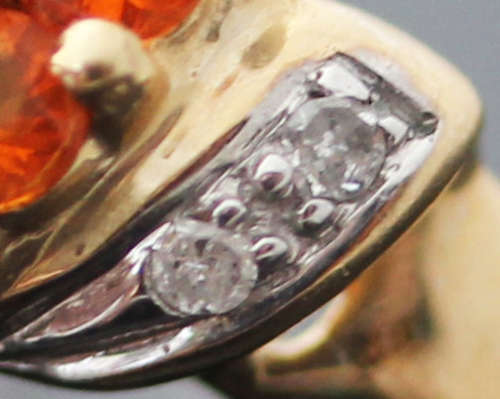 EYE-CATCHING FIRE OPAL 9CT GOLD ENGLISH RING AFRICA MINED DIAMOND ACCENTS DRAMATIC! VIVID COLOURS