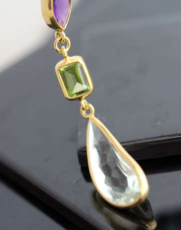 SUMPTUOUS GREENY PURPLE HUED NATURAL PEARL NECKLACE REAL AMETHYSTS & PERIDOT STERLING SILVER