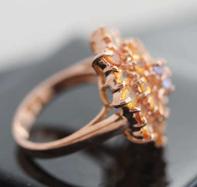 SPECTACULAR BRIGHT GEMSTONE CLUSTER REAL YELLOW SAPPHIRE, CITRINE & TANZANITE STERLING SILVER RING