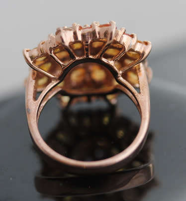 SPECTACULAR BRIGHT GEMSTONE CLUSTER REAL YELLOW SAPPHIRE, CITRINE & TANZANITE STERLING SILVER RING