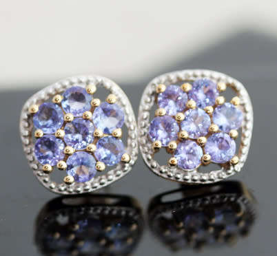 GORGEOUS VINTAGE TANZANITE 2,5ct STUD 10CT YELLOW GOLD EARRINGS AA QUALITY Cert of Authenticity incl