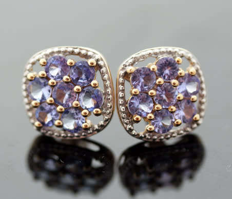 GORGEOUS VINTAGE TANZANITE 2,5ct STUD 10CT YELLOW GOLD EARRINGS AA QUALITY Cert of Authenticity incl