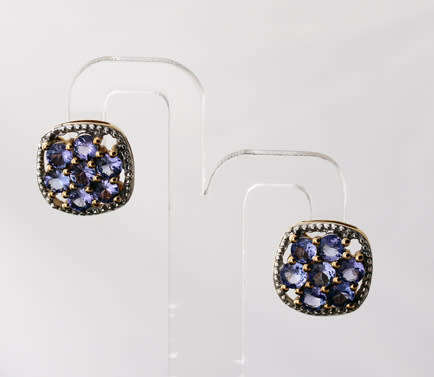 GORGEOUS VINTAGE TANZANITE 2,5ct STUD 10CT YELLOW GOLD EARRINGS AA QUALITY Cert of Authenticity incl