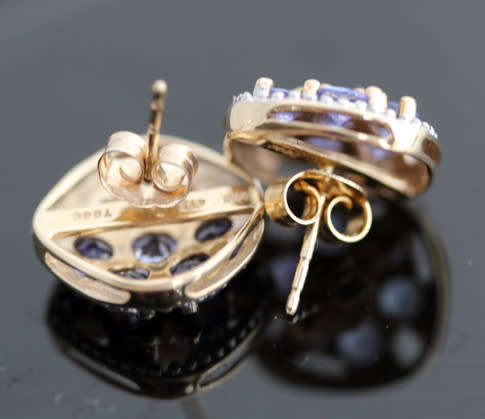 GORGEOUS VINTAGE TANZANITE 2,5ct STUD 10CT YELLOW GOLD EARRINGS AA QUALITY Cert of Authenticity incl