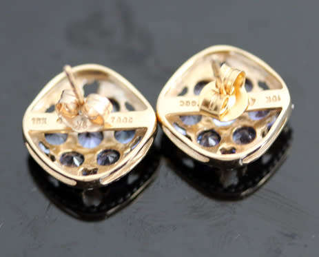 GORGEOUS VINTAGE TANZANITE 2,5ct STUD 10CT YELLOW GOLD EARRINGS AA QUALITY Cert of Authenticity incl