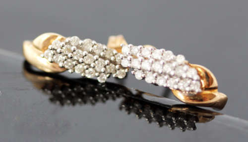 DAINTY VINTAGE DIAMOND 9CT YELLOW GOLD HOOP EARRINGS. 375. BIRMINGHAM ASSAY. 2006