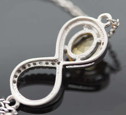 DELICATE CITRINE AND CUBIC ZIRCONIA STERLING SILVER BRACELET. 925.