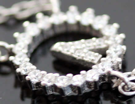 DELICATE LONG Y DESIGN NATURAL PEARL AND CUBIC ZIRCONIA STERLING SILVER PENDANT NECKLACE. 925.