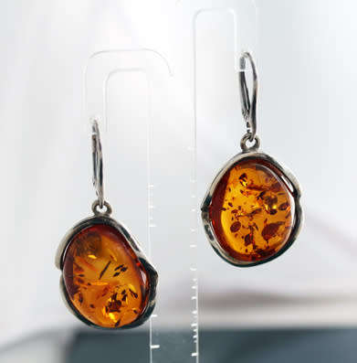 LARGE HANDCRAFTED BALTIC AMBER STERLING SILVER DROP AND DANGLE EARRINGS AMBER FROM POLAND. 49 mm!