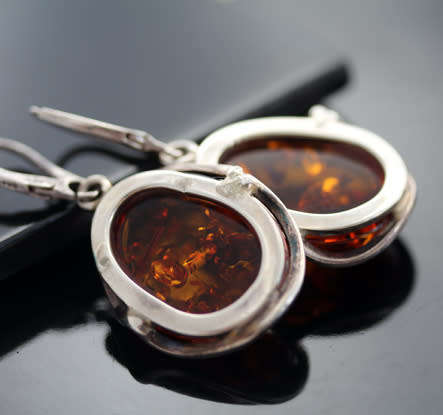 LARGE HANDCRAFTED BALTIC AMBER STERLING SILVER DROP AND DANGLE EARRINGS AMBER FROM POLAND. 49 mm!