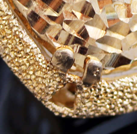 GEOMETRIC HAMMERED-FINISH HANDCRAFTED ITALIAN STERLING SILVER RING LARGE! HEAVY Gold hue finish