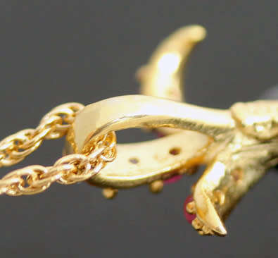 BLACK TAHITIAN BAROQUE PEARL AND NATURAL RUBY GOLD-HUED STERLING SILVER PENDANT ROPE CHAIN