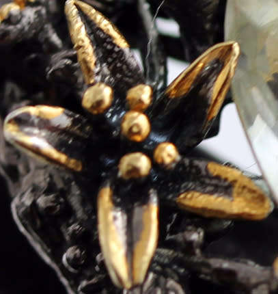 DRAMATIC HANDCRAFTED LARGE GREEN AMETHYST & GARNET STERLING SILVER RING. JEWELLERY ART! HEAVY!