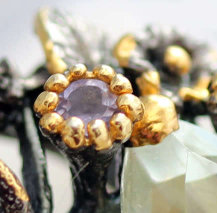 DRAMATIC HANDCRAFTED LARGE GREEN AMETHYST & GARNET STERLING SILVER RING. JEWELLERY ART! HEAVY!