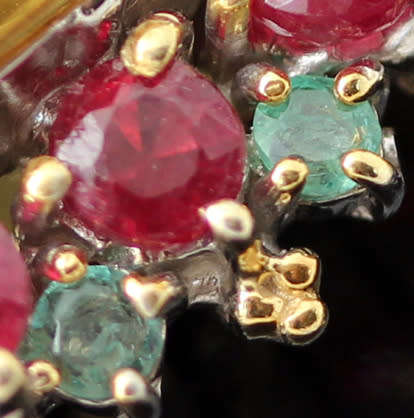 CITRINE, RUBY AND EMERALD PENDANT. RICH COLOURS! HEAVY STERLING SILVER AND TOURMALINE NECKLACE