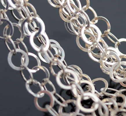 HEAVY BOLD 6-STRAND ITALIAN STERLING SILVER LAYERED FLAT LINK CHAIN NECKLACE TOGGLE CLOSE