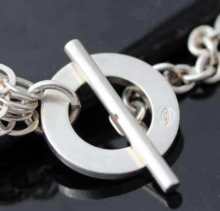 HEAVY BOLD 6-STRAND ITALIAN STERLING SILVER LAYERED FLAT LINK CHAIN NECKLACE TOGGLE CLOSE