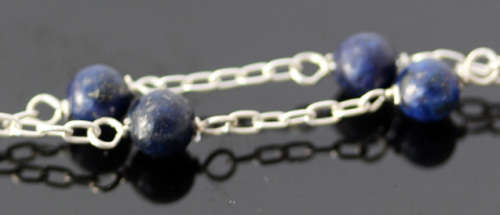 BEAUTIFUL DELICATE LAPIS LAZULI STERLING SILVER OPENWORK NECKLACE. 925