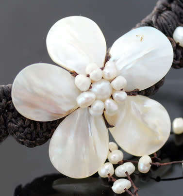 HANDMADE BAROQUE PEARL AND MOTHER OF PEARL BRAIDED COLLAR NECKLACE. VERY UNUSUAL & PRETTY!