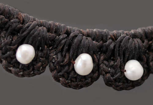 HANDMADE BAROQUE PEARL AND MOTHER OF PEARL BRAIDED COLLAR NECKLACE. VERY UNUSUAL & PRETTY!